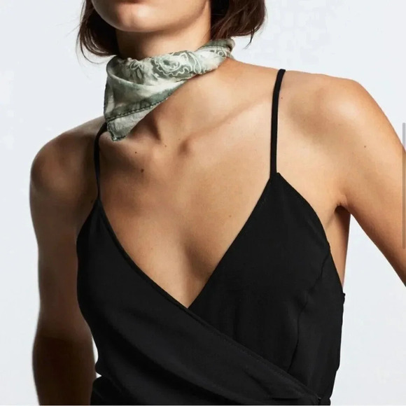 Zara black strappy bodysuit w/ asymmetrical hem. Women’s XS. NWT - Picture 2 of 12